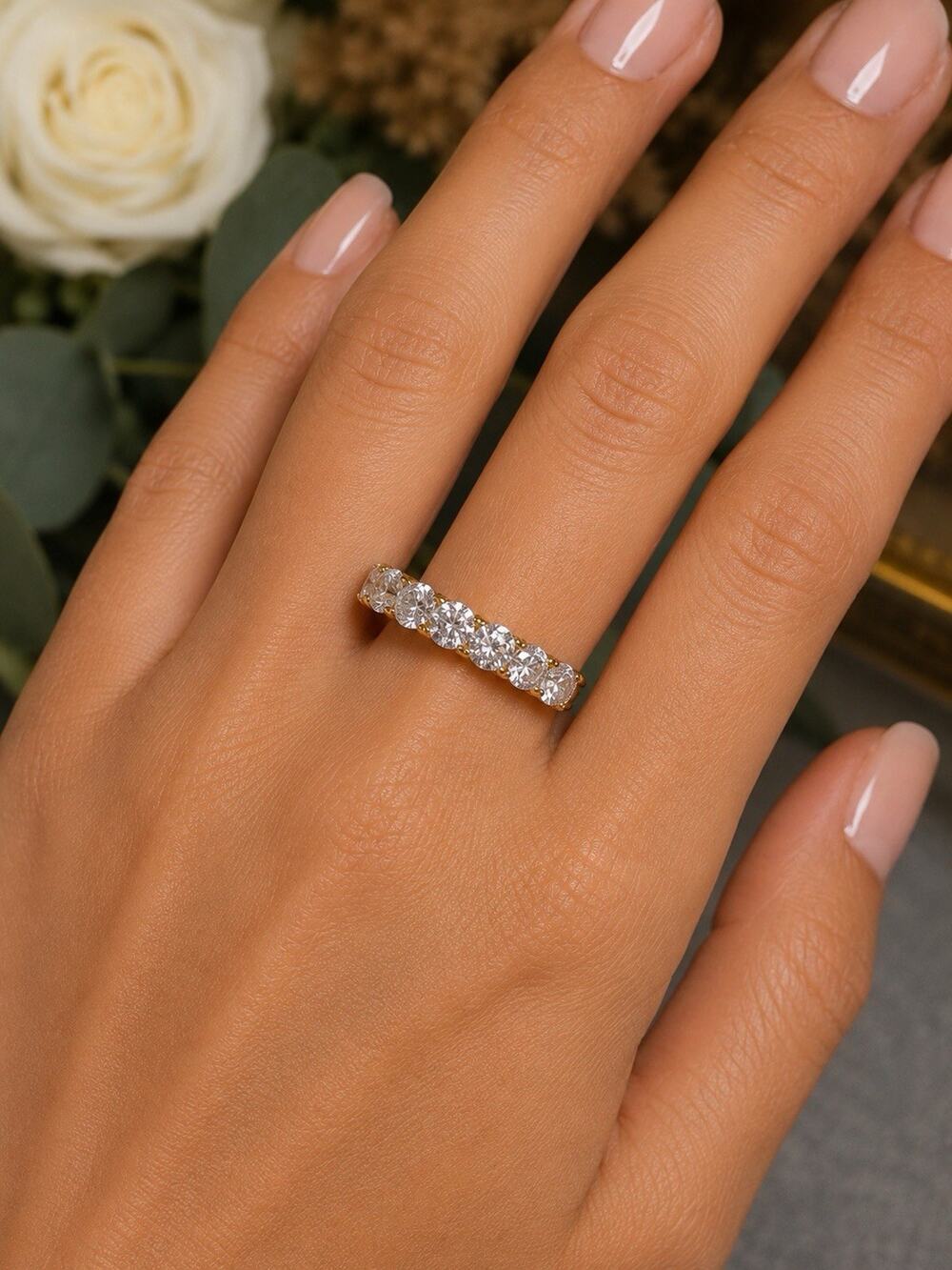 925. 6.30 Total Carat Weight Moissanite Eternity Band Size 8